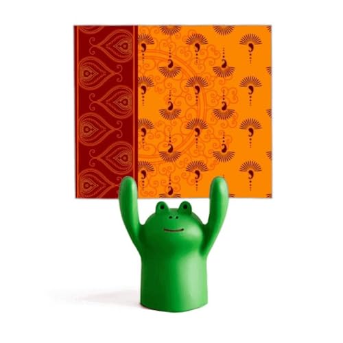 Tissu orange coloré art memo holder au design grenouille