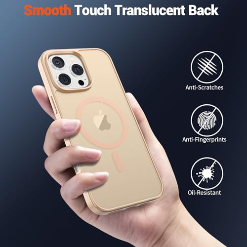 Image of SUPFINE Magnetic for iPhone 16 Pro Max Case(Compatible with MagSafe)(Military Grade Drop Protection) Slim Translucent Matte Shockproof with Anti-Fingerprint Phone Case,Sand Pink