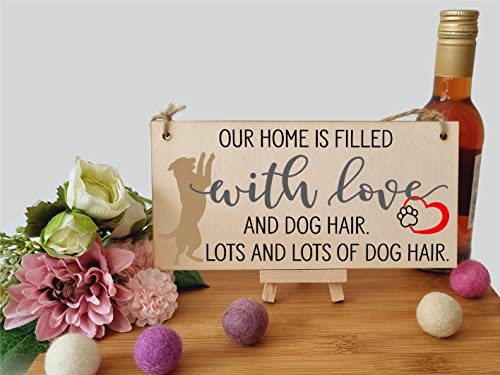 The Plum Penguin Home is Filled With Lots of Dog Hair Funny Novelty Handmade Wooden Hanging Wall Plaque Pet Lover Gift Home Decoration - Image 5