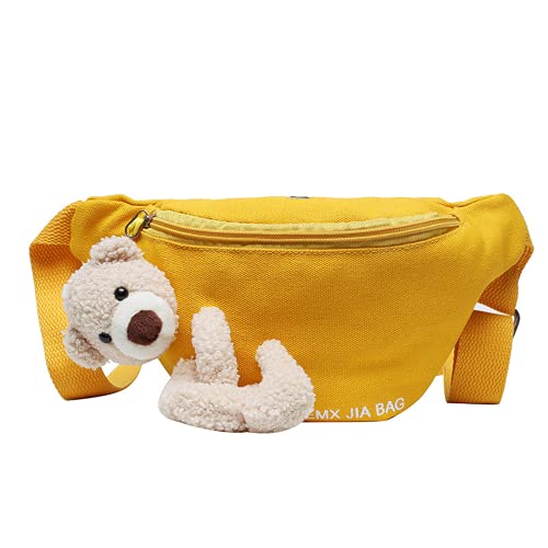 Marsupio Marsupio Teddy Bear, 3D Cartoon Animali Kawaii Carino Carry Pouch Pouch Pocket Borsa a tracolla stile giapponese Ragazzo Ragazzo Adolescente Bambino Studente Scuola Sport All'aperto (Giallo)