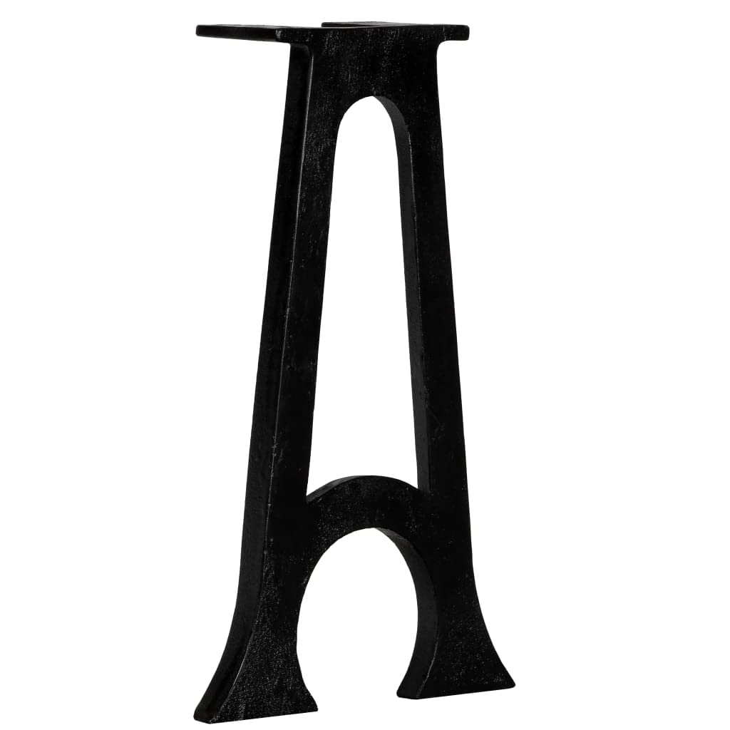 2 patas de banco con base curvada, estructura en A, hierro fundido, color negro, patas de muebles duraderas para banco, mesa auxiliar, mesa de consola, base robusta, piezas de muebles de