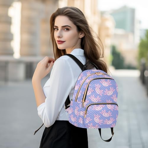 Image of Mini Backpack Cute Axolotl Salamander Fashion Backpack Purse for Women,Handbag Shoulder Bag Casual Daypack, Ladies Gift for College Work(S)
