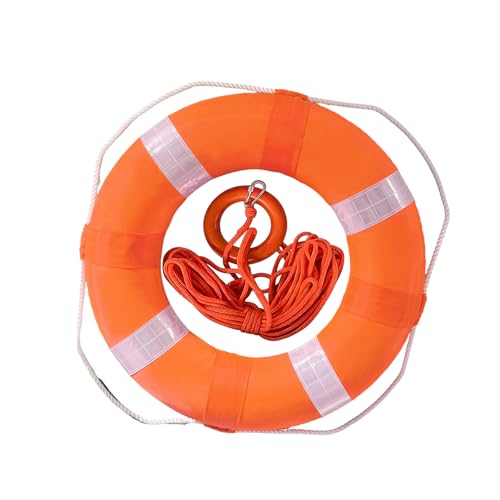 20 Inch Pool Safety Foam Life Preserver Throw Ring, Outdoor Throwable Flotation Device Boat Safety Equipment with 30 Meter Floating Lifesaving Rope, Safety Hook, Grip Ring and Reflective Tape