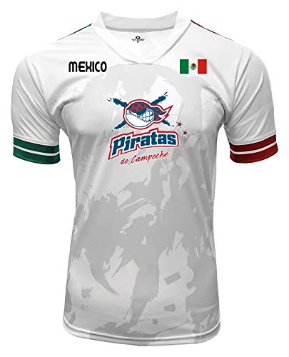 Jersey Mexico Piratas de Campeche 100% Polyester White/Grey_Made in Mexico