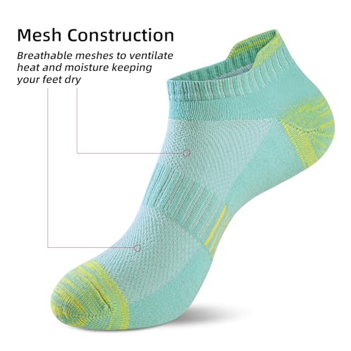 Image of Womens No Show Cushioned Ankle Socks For Running Hiking Low Cut Athletic Socks, Size 5-14, 5 Pairs