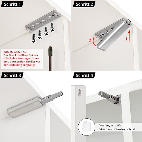 GoldRock Drucktüröffner Push to Open Türöffner, 4 Stück Schranktür Dämpfer, Schrank Türöffner Tip On, Türen Möbel Schubladen Schranktür Magnetschnäpper Drucktüröffner, Druckschnapper Öffner Druck