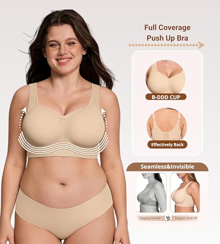 2026 Jelly Seamless Wireless Plus Size Bras No Underwire Supportive Full Coverage Comfortable Everyday Bra for Older Women Nude - Image 5