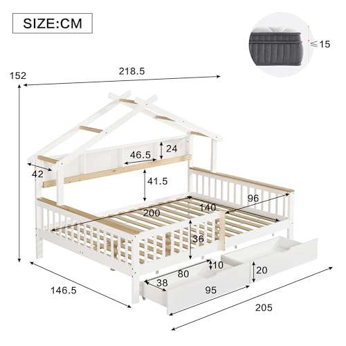 Cama infantil de 140 x 200 con cajones que elimina el desorden 3