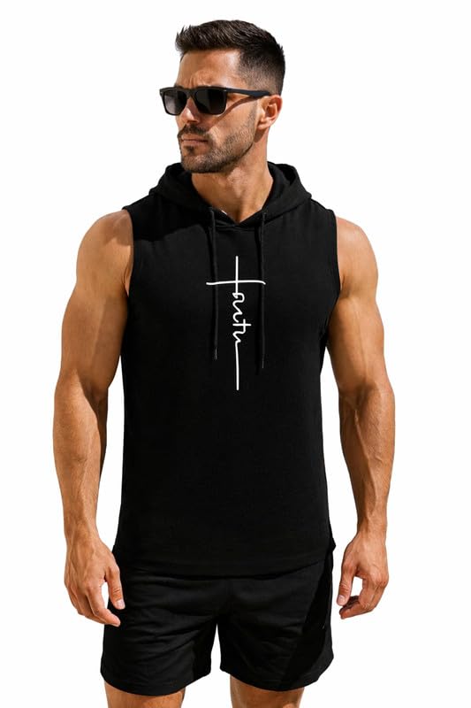 Faith_New Sleeveless Hoodie for Men Dry Fit Vest Gym Wear Graphic Printed Stylish Round Neck Running Sando-image-2