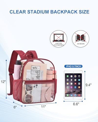 Image of Clear Backpack for Stadium Events, 12x12x6 Small Clear Plastic bag with Reinforced Straps for Game Security Festival Concert