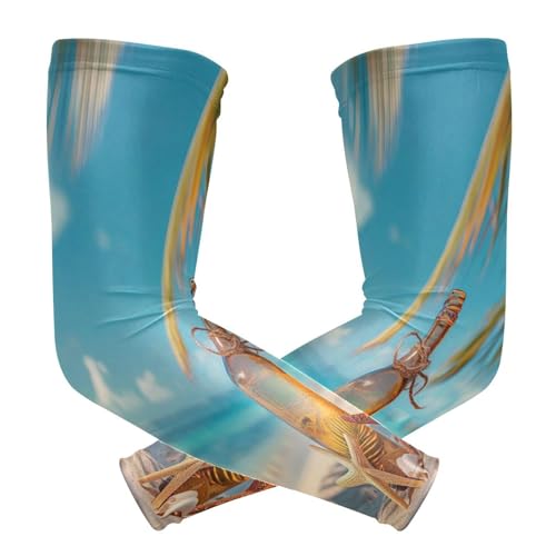 YEGAME Arm Sleeves for Men & Women, Starfish Beach 1 Pair Cooling UV Sun Protection Sports Compression Sleeves, UPF 50+ Basketball Tennis Cycling Arm Warmers, Breathable Tattoo Cover Sleeve
