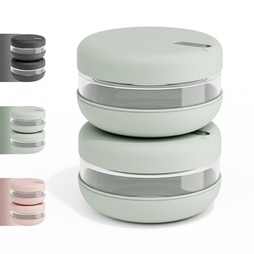 BEOLA Set of 2 Glass Food Storage Bowls, Airtight Leakproof Meal Prep Containers, Reusable Round Glass Lunch Salad Bowls with Lids, Microwave, Freezer, Dishwasher Safe (Set of 2, Sage Mist)