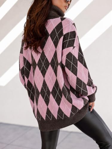 Image of Womens Turtleneck Oversized Sweater Batwing Chunky Pullover Sweater Casual Fall Loose Knit Jumper Top