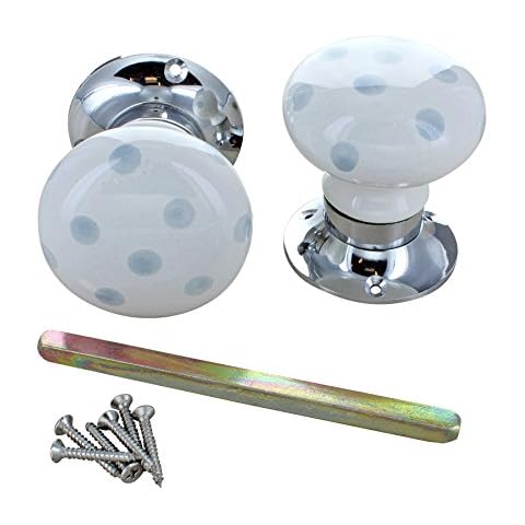G Decor Grey Polka Ceramic Door Knobs Cover