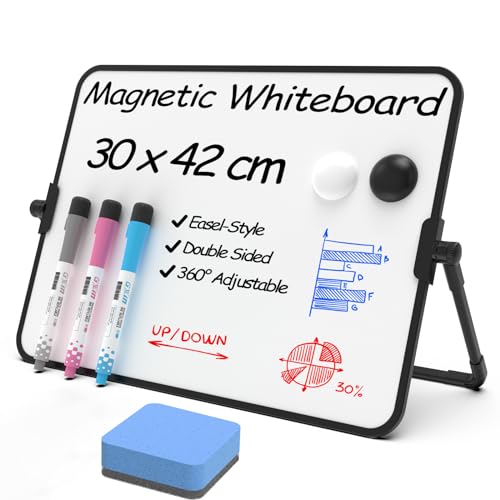 NEWYES Whiteboard Magnetisch Memoboard A3-Größe mit Ständer, Tragbare Doppelseitige Beschreibbar Whiteboard Staffelei Desktop Schreibtafel zum Notieren im Büro, Geschäft und zu Hause