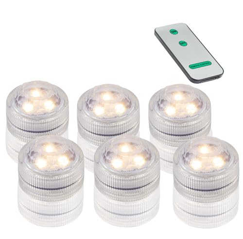 hellum Unterwasser Licht 6er Set warmweiß, LED Teelichter mit Fernbedienung Ø3cm, IP 68 LED Unterwasser Teelichter mit Fernbedienung,...