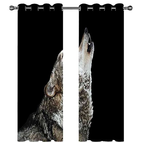 Rideau occultant isolant 100% polyester 3D loup oeillets 140x160 cm - 3