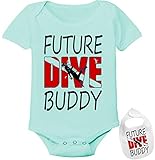 Future Dive Buddy -Cute Diving & Scuba Theme Baby Bodysuit Onesie & bib Set Green