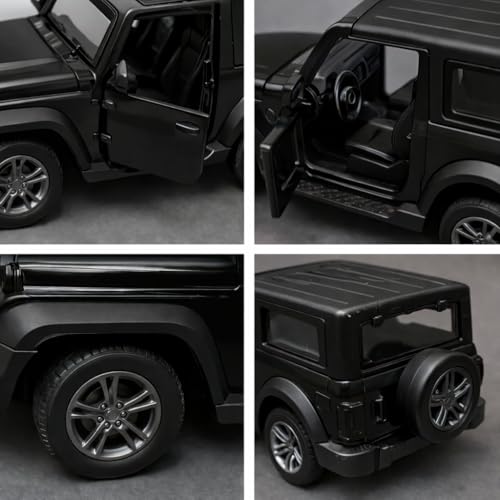 Image of Thar Diecast Matel Toy Car For Kids 1:32 Scale with Pull Back Action | Openable Doors Mini Jeep SUV Model Vehicle with Lights & Sound | Collectible Toy Car Gift for Kids Boys Girls 3+ Die Cast (Black)