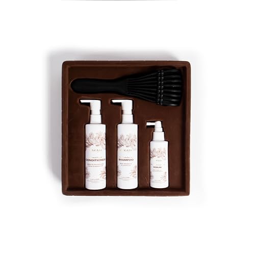 Makari Hair Care Set with Shampoo, Conditioner, Serum & Brush | Biotin, Black Castor Oil, Jojoba & Honey | Hydrates, Strengthens & Enhances Shine | Sulfate, Paraben & Silicone-Free