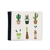 Taille: 12cm * 9.8cm DIYthinker Cactus Plante en Pot Succulentes Flip Bifold Faux Portefeuille en Cuir Carte Multi-Fonction Porte-Cadeau Multicolore
