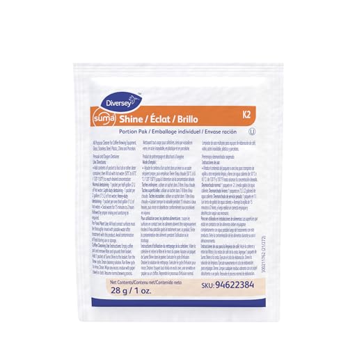 Diversey 94622384 Suma Shine Oxygen Stain Remover, All Purpose Cleaner for Coffee & Tea Stains, Concentrated Powder Portion Pak, 1-Ounce (Pack of 100)