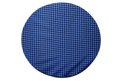 Image of The Furnishing Tree Round Elastic Fitted Center Tpoy Table Cover WxL 24x24 Inches Checkered Pattern Blue