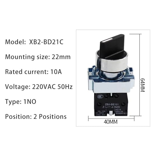 Interruptor de posiciones XB2-BD21 para automatización industrial en paneles compactos de 22mm 3