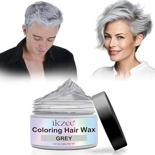 Cera Colorata per Capelli Temporanea, Hair Colour Cera per Uomini e Donne Styling Lavabile Hair Color Wax per Feste Cosplay Halloween e Modellazione 120g (Grigio, 120g)