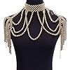Jerollin Simulated Pearl Body Statement Necklace for Women, Fashion Collar Bib Necklaces Costume Jewelry Gold #3