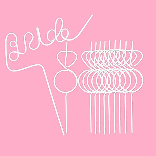Bachelorette Party Decorations Straws White Bride Straw + Diamond Ring Straws Set 11 Pcs Bride to Be Gift Bridal Shower Supplies