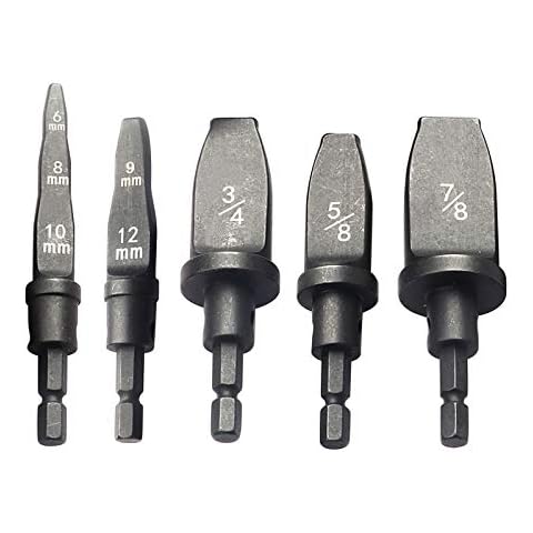 VideoPUP 5pcs Swaging Tool Drill Bit Set,Metric Pipe Expander Metric Air Conditioning Copper Pipe Expander - 6/8/10mm, 9/12mm, 5/8", 3/4", 7/8" Flaring Spin Set Cover