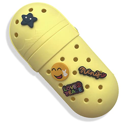 Image of Nenis Clog Shape Pencil Case | Silicone Storage Pencil Pouch Stationery Pen Holder | Charms Pencil Holder (Yellow)