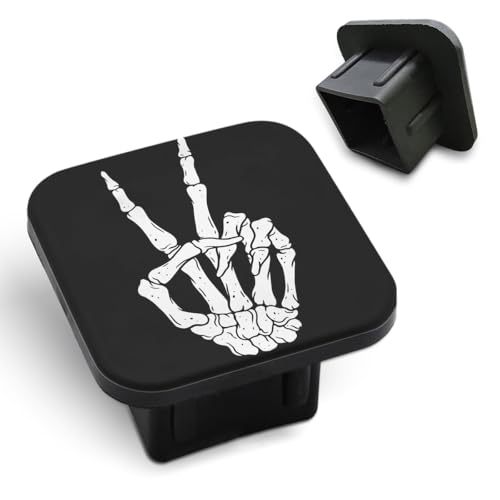 Tnomchey Skeleton Hand 2X2 Hitch Cover Black Peace Sign Vintage Victory Bone Gesture Gesture Square Tow Hitch Dust Plug Rubber Receiver Tube Hitch Plug Compatible with Car Accessories for Men Women