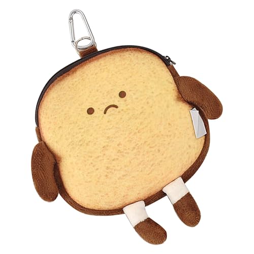 Monedero de felpa para cambio, soporte para efectivo con cremallera, colgante de mochila de felpa, bonito bolsillo para monedas, cartera pequeña para dinero para mujeres y niñas, Tostada quemada