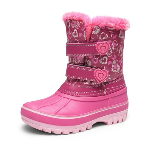 Dream Pairs DUCKO-11-PINK-05-SZ-12 Boys Girls Snow Boots Waterproof Outdoor Sport Warm Cozy Anti-Slip Cute Ankle Winter Shoes cover