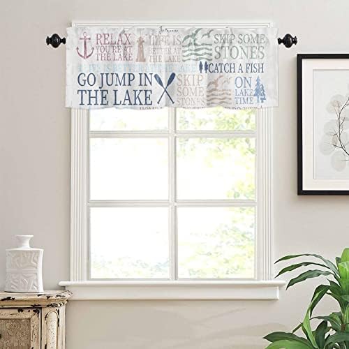 AmbeHome Curtain Valances for Windows Decor, Nautical Anchor Sailboat Rod Pocket Valance Window Treatment for Room, Short Tier Cafe Curtain Valance 54Inx18In Lake Life Theme, 54In x 18In