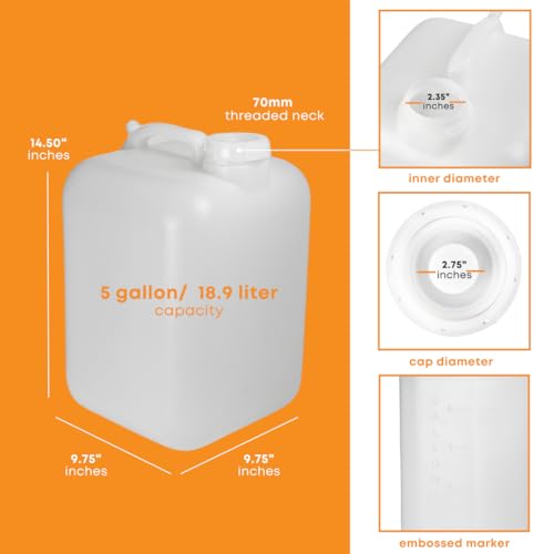 fastrack 5 gallon hedpak with cap pack of 2  bpa-free food-grade and leak-proof  white water container  ideal for brewing fermentation or storage