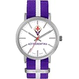 PRESTIGE & DELUXE Orologio da polso unisex Lowel Sport Fiorentina Cinturino viola-bianco - Quadrante 39 mm bianco + portachiave calcio