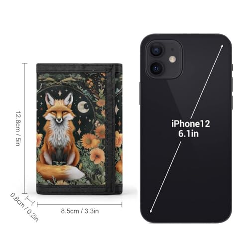 Fox Flower Moon Trifold Wallet with ID Window ID Card Holder Wallets Travel Wallet Coin Zipper Pocket2
