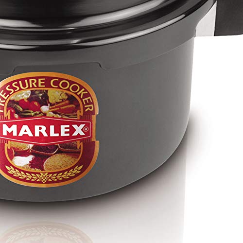 Image of Marlex Maestro Hard Anodized Aluminium Pressure Cooker with Outer Lid - 10 Litres | Black Sturdy Body with Safety Valve | Gas Stove Compatible | ISI Certified | 5-Year Warranty