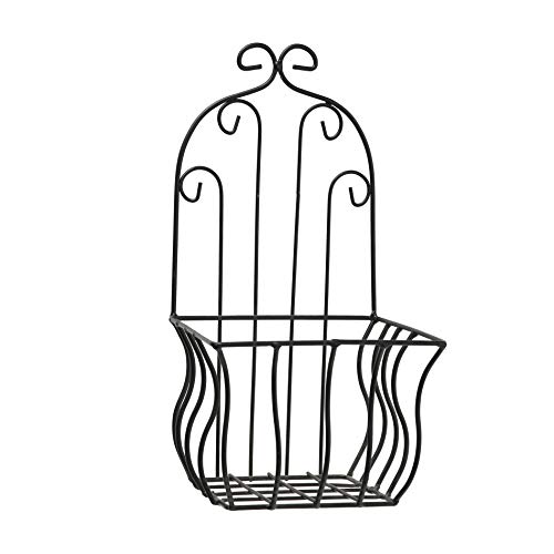 Whw Whole House Worlds French Country Wall Baskets For Plants, Set Of 2, Crested Arabesque, Curled Iron, Black, Garden Pot Holders, 7 3/4 X 13 3/4 And 6 1/4 X 12 1/2 Inches #TOP3
