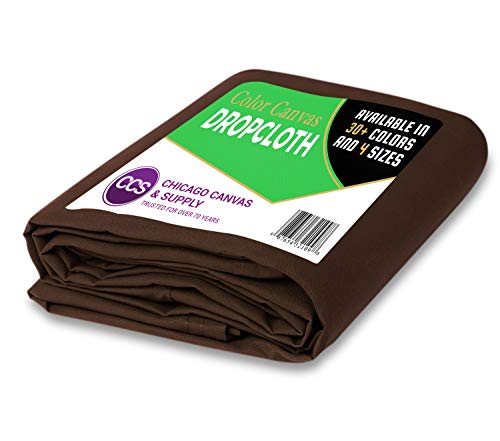 Heavy Purpose Canvas Drop Cloth by CCS CHICAGO CANVAS & SUPPLY Cotton Canvas Tarp for Floor & Furniture Protection Washable Reusable Duck Dropcloth Fabric Block Paint Dust Dirt, Brown, 10 by 12 Feet