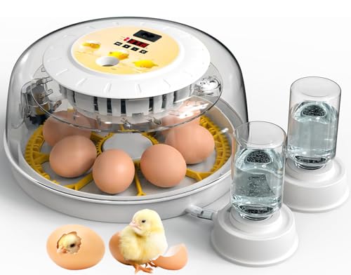 DEZHXHE 8 Egg Incubators for Hatching – Incubator for Eggs Automatic Turning, LED Egg Candler & External Water-Adding, 360° Viewing Window, Ideal for Chicken, Duck, Goose, and Quail Eggs