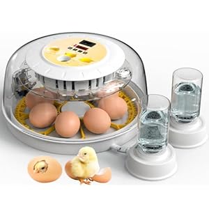 8 Egg Incubators for Hatching Eggs, Automatic Egg Turner and Egg Candle Tester, 360 Degree View, Farm Poultry Egg Incubators for Chicken Duck Goose Quails Eggs