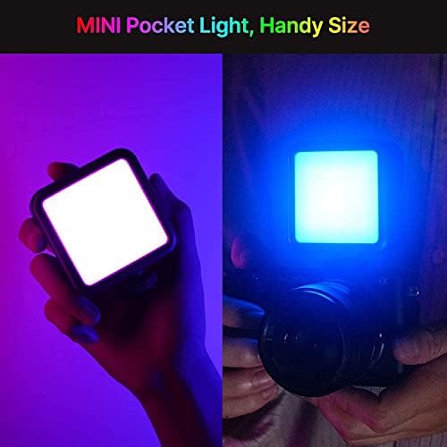RGB Led Video Light, Mini Led Camera Light with 3 Cold Shoe Mounts, Photography Lights Magnet Adsorption, 2500K-9500K, Brightness Adjustable Portable Photography Lighting