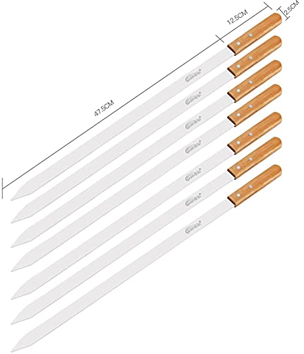 Goutime 23-Inch Long BBQ Skewers,1 Inch Wide Stainless Steel Kebab Skewers for Persian, Armenian, Turkish Koobideh & Kebabs (Set of 7)