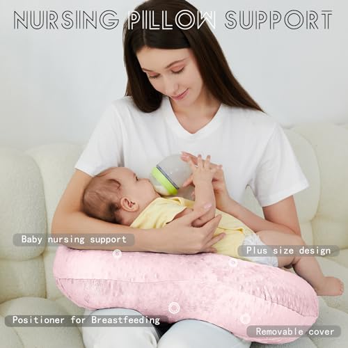 Plus Size Nursing Pillow for Breastfeeding，Nursing Pillow and Positioner with Premium Minky Slipcover for Breastfeeding,Propping Baby, Tummy Time, Sitting Support for Baby - Thumbnail 5