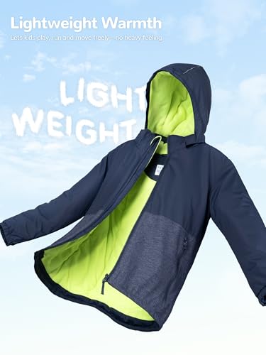 Image of PAMLULU Boys Winter Coats Waterproof Breathable Snowboarding Ski Jackets Fleece Lined Hooded Rain Coat for Kids