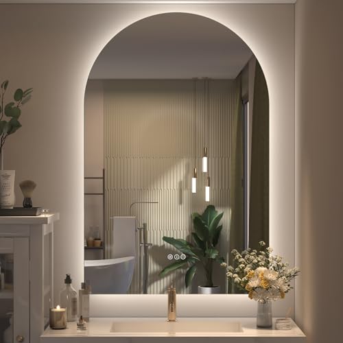 Image of 40x28 Inch Backlit Arched LED Bathroom Mirror
